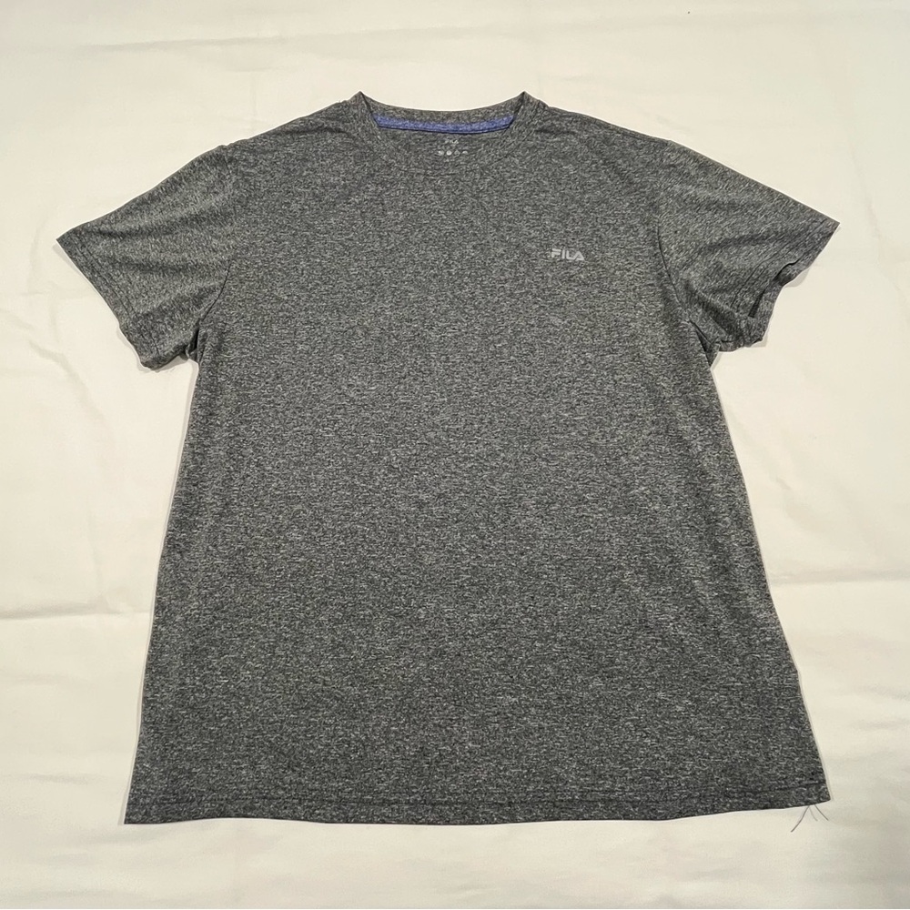 Two Grey Short Sleeve Tees - one Fila, one Rawlings